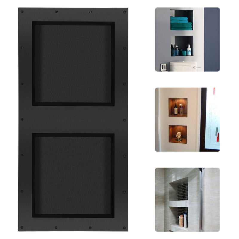 Suteck 32" x 16" Double Shelf Shower Niche Ready for Tile Waterproof Leak-Proof Bathroom Indoor Recessed Niche Storage Washing Toiletries Bottles - Image 1